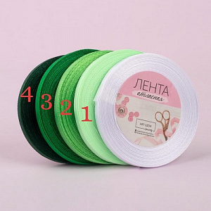 Лента атласная, 2 см, зеленый № 4